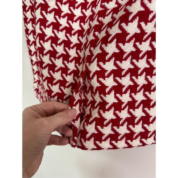 Talbots Wool Blend Red Houndstooth mini skirt sz 4p - Picture 4 of 5